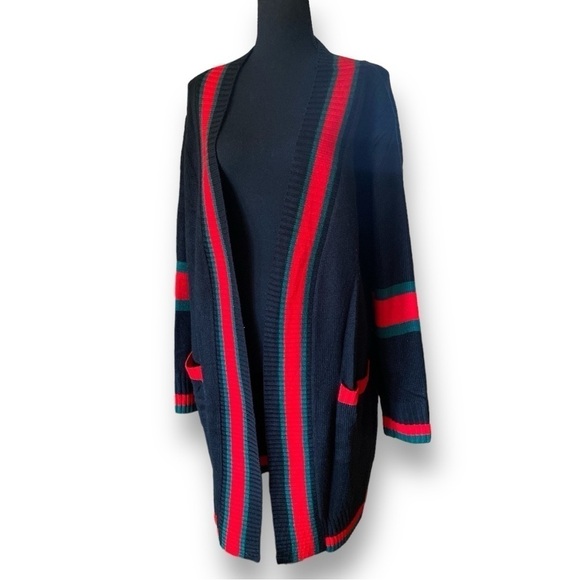 Knit Cardigan Sweater Color Block Chunky Open Front Size XL. Boho Chic NWOT - Picture 3 of 11